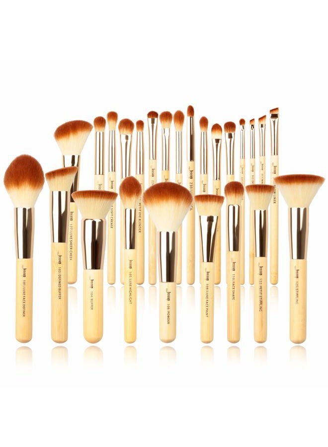 Jessup Professional Bamboo Makeup Brushes, Premium Synthetic Foundation Powder Concealer Blush Highlight Eye Blending Cosmetic Brush Set 25pcs T135 - Image 1