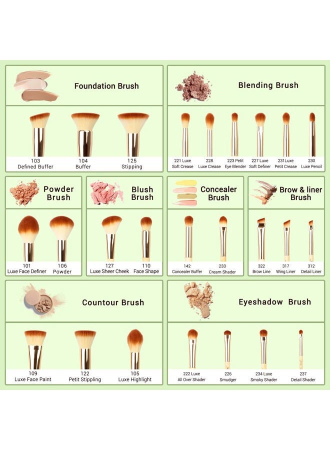 Jessup Professional Bamboo Makeup Brushes, Premium Synthetic Foundation Powder Concealer Blush Highlight Eye Blending Cosmetic Brush Set 25pcs T135 - Image 5
