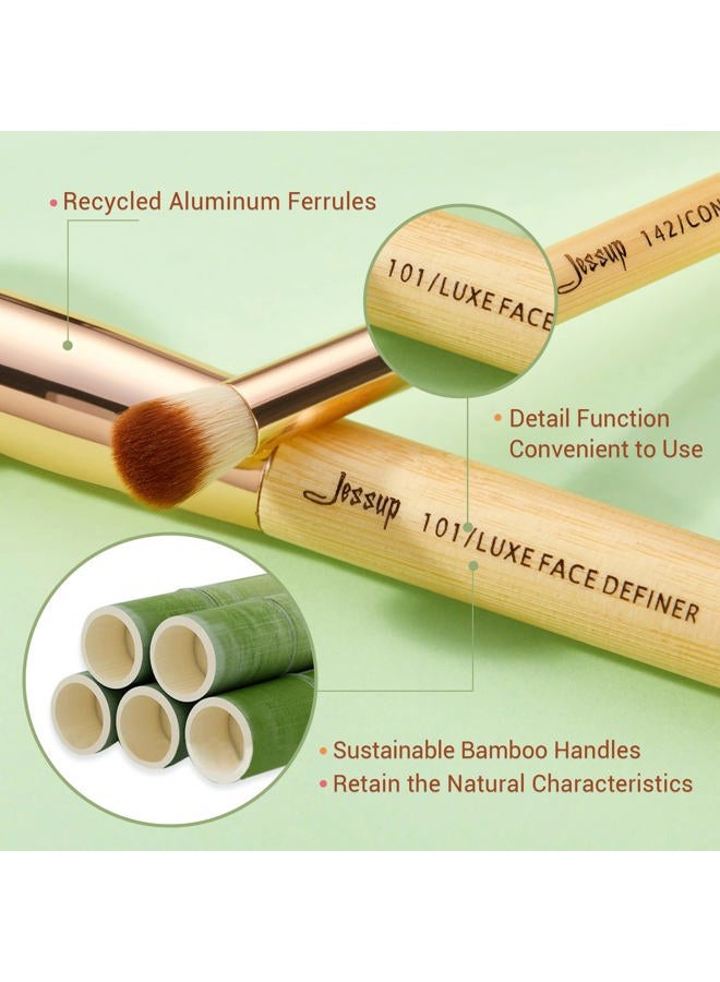 Jessup Professional Bamboo Makeup Brushes, Premium Synthetic Foundation Powder Concealer Blush Highlight Eye Blending Cosmetic Brush Set 25pcs T135 - Image 4