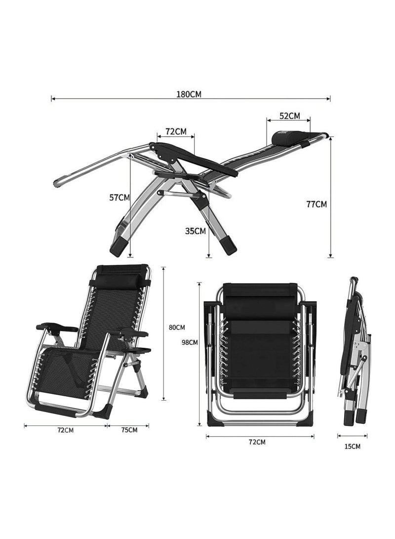 Arabest Foldable Portable Lawn Recliner Silver - Image 4