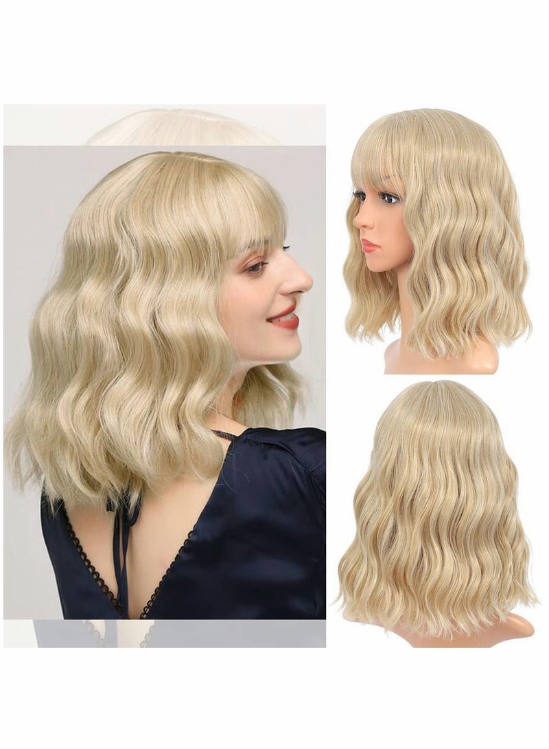 SYOSI باروكة شقراء بتيشير طويل ومجعد، باروكة للفتيات بطول الكتف بدون دنتيل ومقاومة للحرارة - Image 5