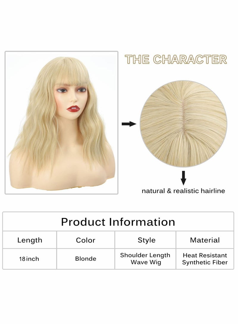 SYOSI باروكة شقراء بتيشير طويل ومجعد، باروكة للفتيات بطول الكتف بدون دنتيل ومقاومة للحرارة - Image 4