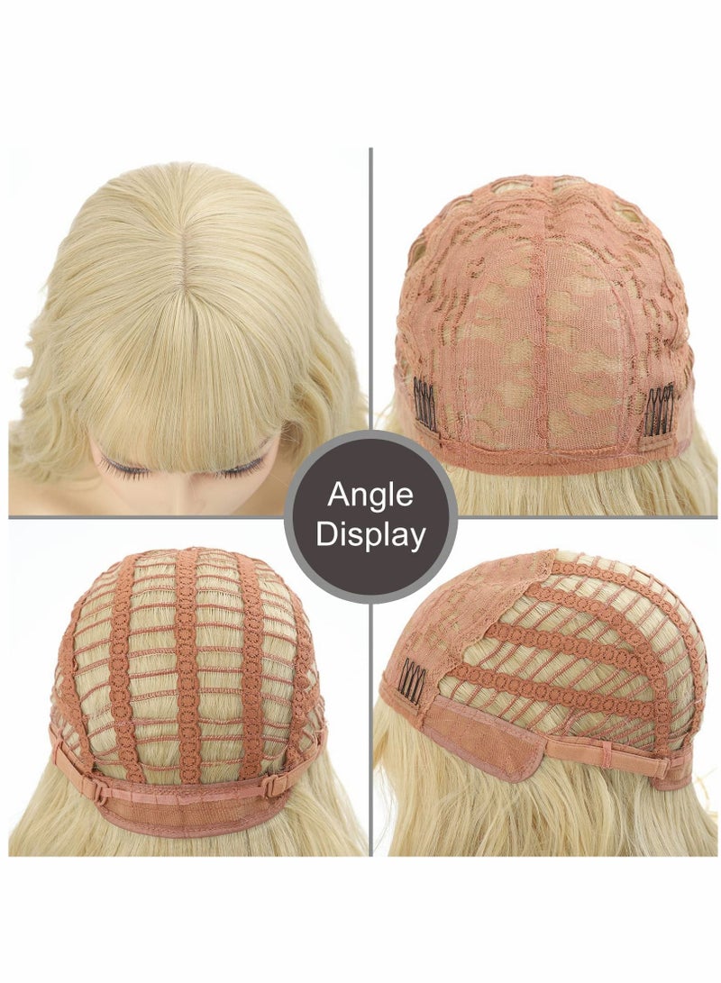 SYOSI باروكة شقراء بتيشير طويل ومجعد، باروكة للفتيات بطول الكتف بدون دنتيل ومقاومة للحرارة - Image 3