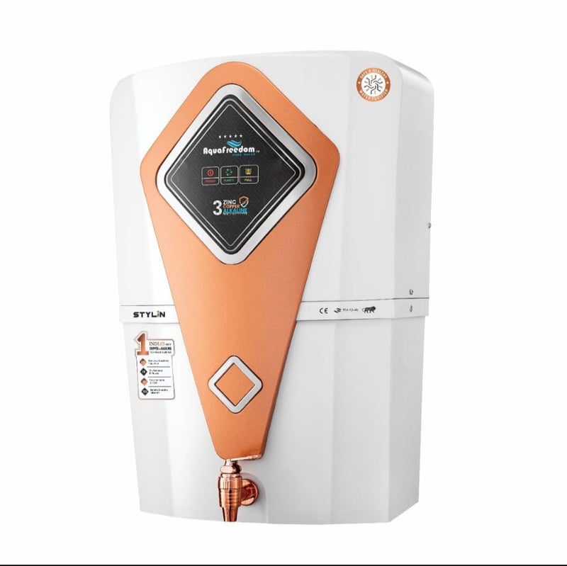 Aquafreedom Styline White COPPER ROCOPPERUVUFTDSALKALINEZINC 10 Stages of Purify 12L Water Purifier Suitable for Fully Automatic RO Home and Office 1 Year Warranty On Motor SMPS - Image 2