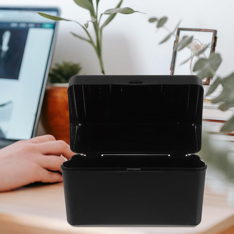 Lockable Index Card Box With Plastic Storage Containers For Flash Cards Desktop Organizer With Categorized Labels For Sorting And Protection - Image 5