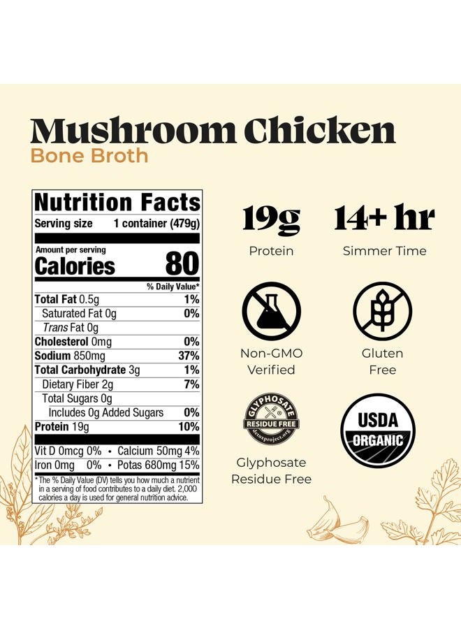 Kettle & Fire Kettle And Fire Broth Mushroom Chicken Bone, 16.9 OZ - Image 2