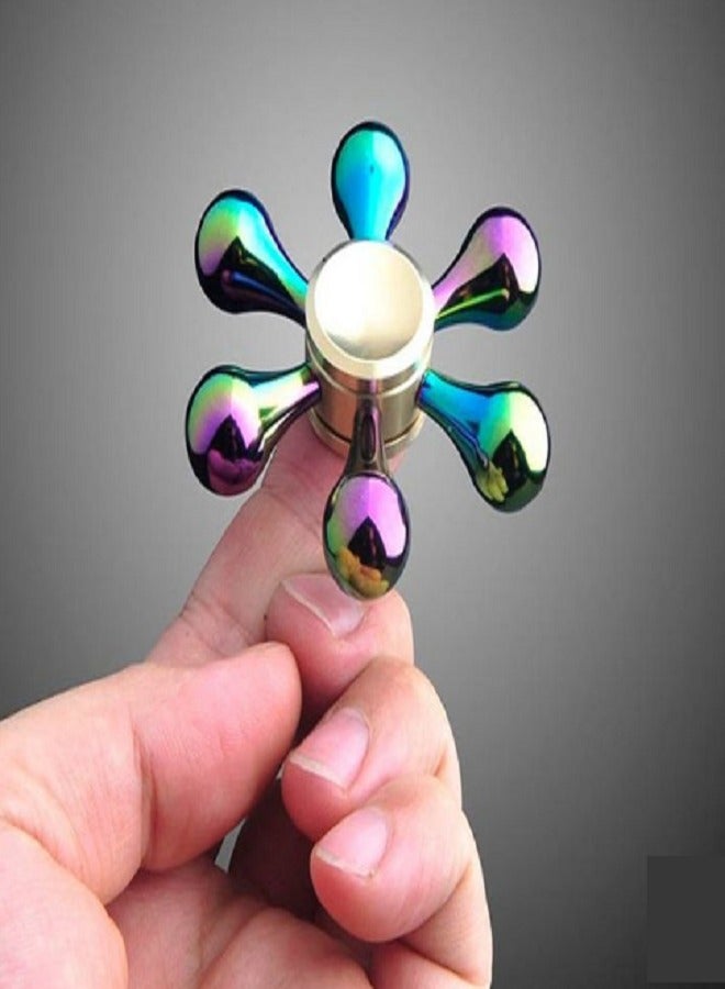 Premium Zinc Alloy Fidget Six-Head Spinner with Colorful Design - Durable, Portable Hand Toy for Relax, Ideal for Office, Leisure, Birthday, Gifts