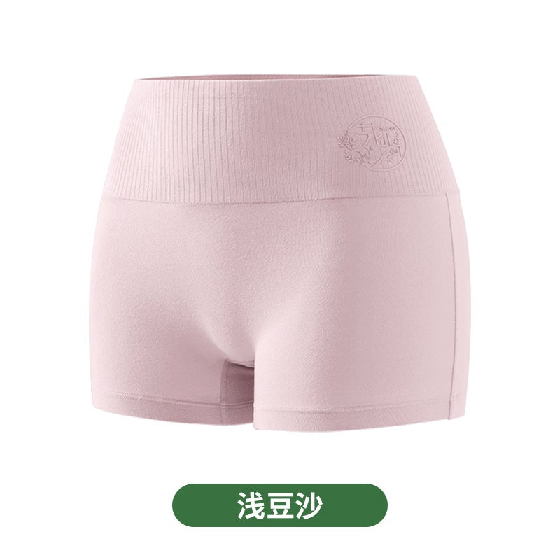 Womens boxer shorts cotton high waist belly contracting safety pants plus size boxer shorts anti-exposure leggings hip lifting summer Light cameo Brown
