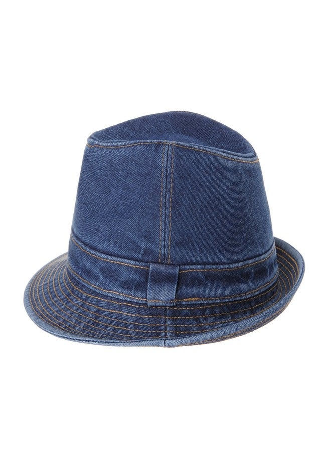 WITHMOONS Denim Bucket Hat Plain Stitch Washed Short Brim Packable Fedora Cap DW6646 (Blue-L) - Image 2