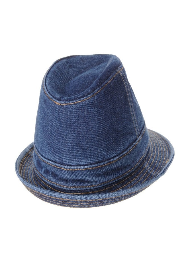 WITHMOONS Denim Bucket Hat Plain Stitch Washed Short Brim Packable Fedora Cap DW6646 (Blue-L) - Image 3