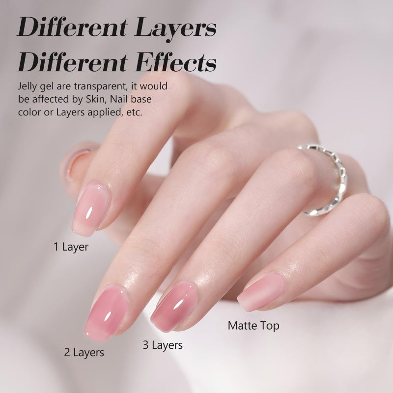 CANNI Soft Pink Jelly Gel Polish â€“ 9ML Translucent Sheer Nude Soak-Off UV/LED Gel Nail Polish for DIY Manicure or Salon Use - Image 4