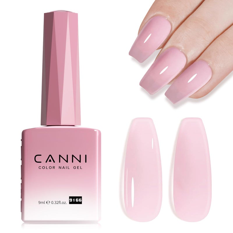 CANNI Soft Pink Jelly Gel Polish â€“ 9ML Translucent Sheer Nude Soak-Off UV/LED Gel Nail Polish for DIY Manicure or Salon Use - Image 1