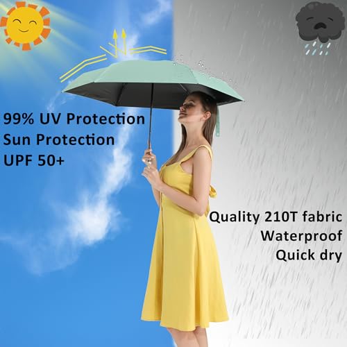 BAODINI Small Travel Umbrella for Rain and Sun Protection, 42 Inch Arc Canopy, Windproof and Compact - Image 2