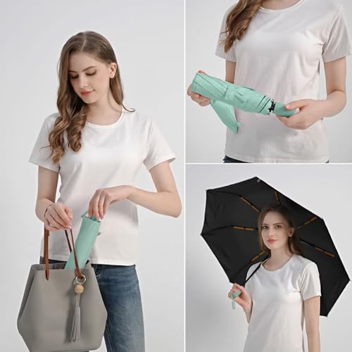 BAODINI Small Travel Umbrella for Rain and Sun Protection, 42 Inch Arc Canopy, Windproof and Compact - Image 3