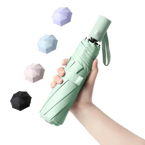 BAODINI Small Travel Umbrella for Rain and Sun Protection, 42 Inch Arc Canopy, Windproof and Compact - Image 1