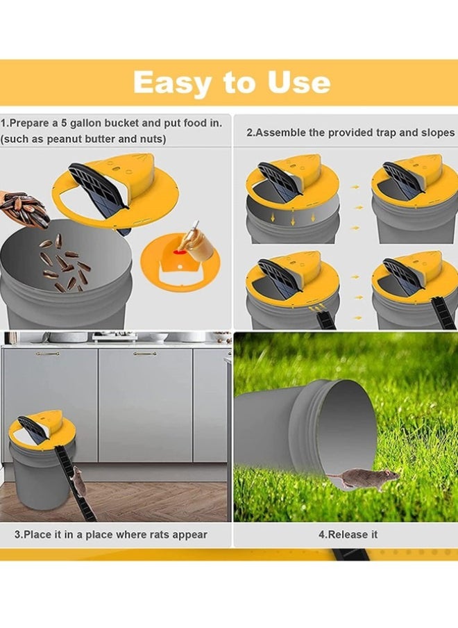Generic - Mouse Trap Bucket Flip and Slide Lid Rat Auto Reset Multi Catch Humane Indoor Outdoor flip lid N Humanized Mousetrap Design Balance  5 Gallon Bucket Compatible (Without Barrel) - Image 1