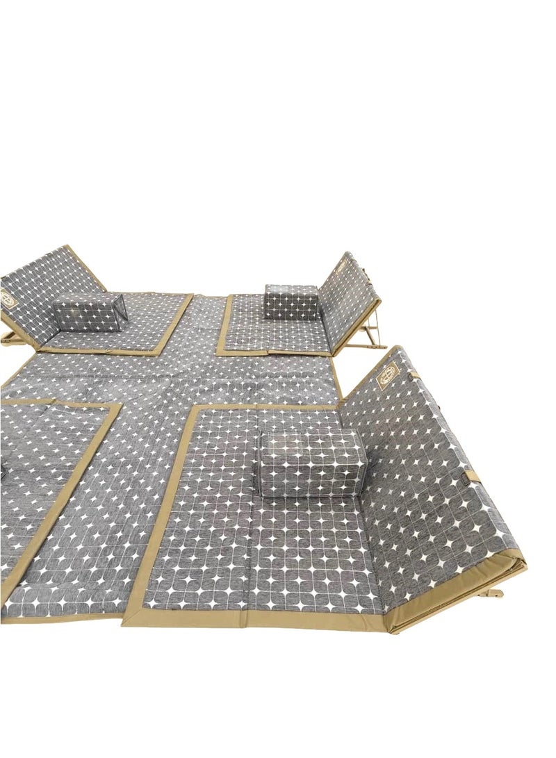 Albawadi Arabic Camping Floor Carpet Folding Mat Sets with 4 Folding Chair Pillows - Image 4