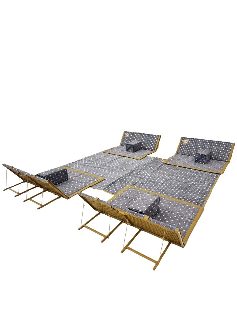 Albawadi Arabic Camping Floor Carpet Folding Mat Sets with 4 Folding Chair Pillows - Image 5