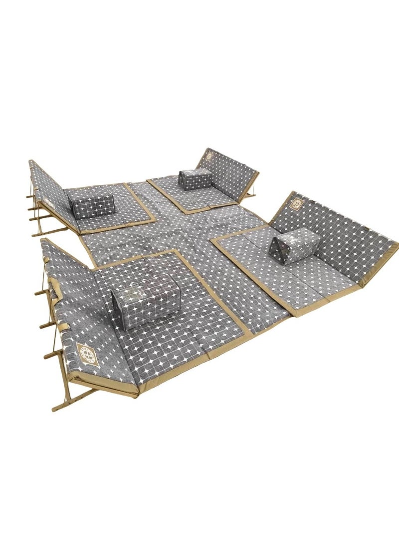 Albawadi Arabic Camping Floor Carpet Folding Mat Sets with 4 Folding Chair Pillows - Image 1