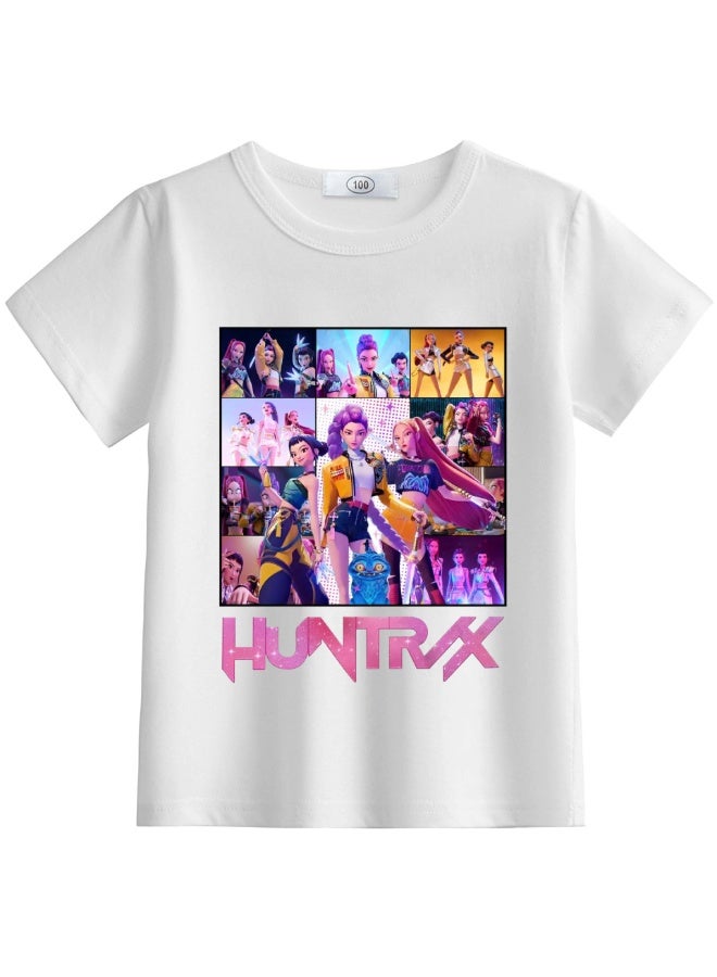 عام تي شيرت Huntrix المطبوع قصير الأكمام من K-POP Demon Hunters للمعجبين تي شيرت بنقش آيدول لطيف بمقاسات متعددة ملابس كاجوال يومية - Image 1