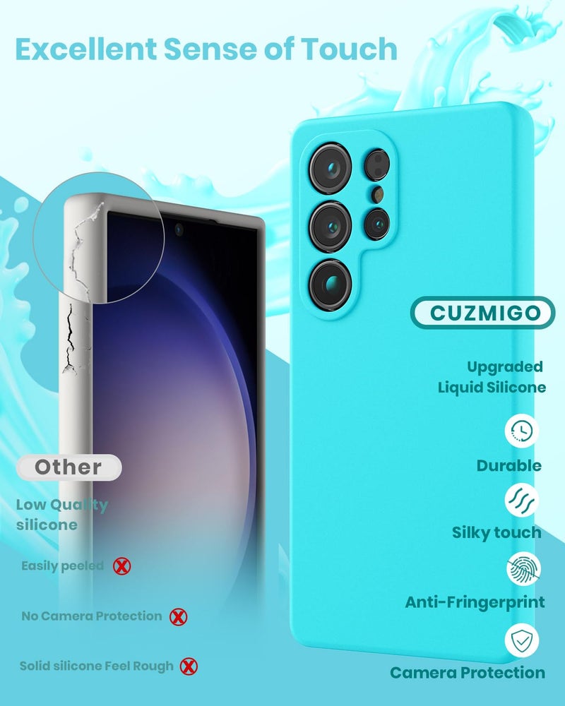 CUZMIGO Silicone Case for Samsung Galaxy S25 Ultra, Soft Slim Liquid Silicone Phone Case with Anti-Scratch Microfiber Lining, Camera Cover Protection with Cute Color Variety, Glacier Blue - Image 3