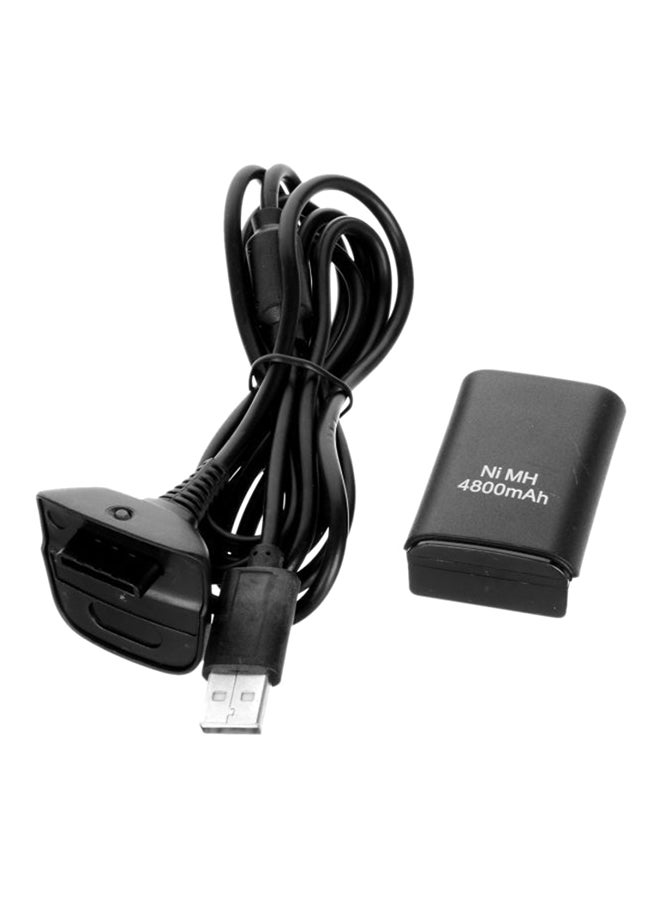 بطارية قابلة لإعادة الشحن مع كابل شحن USB مناسب لذراع التحكم اللاسلكي لجهاز ألعاب اكس بوكس 360