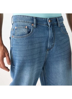 Lee Cooper Lee Cooper Relaxed Fit Solid Mid-Rise Jeans with Pockets  - Image 4