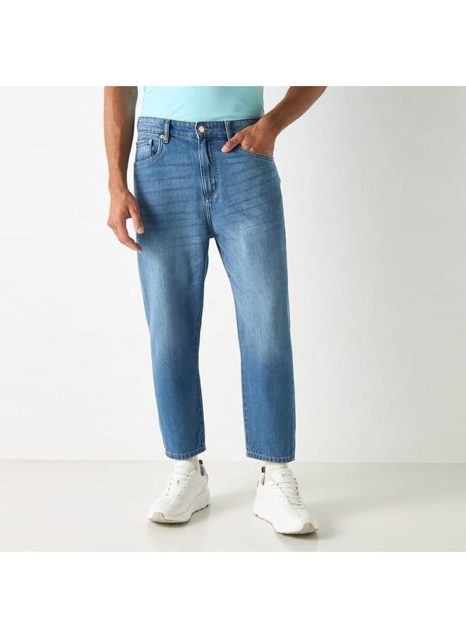 Lee Cooper Lee Cooper Relaxed Fit Solid Mid-Rise Jeans with Pockets  - Image 1