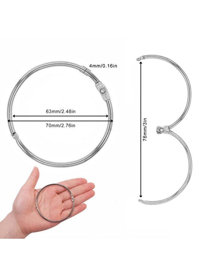 Coideal Loose Leaf Binder Rings 2.5 Inch, 20 Pack Large Openable Metal Book Rings, Easy To Open And Close, Silver Circular Shower Curtain Ring Loops For Drape, Bathroom, Office (2 1/2 Inch)  - Image 2