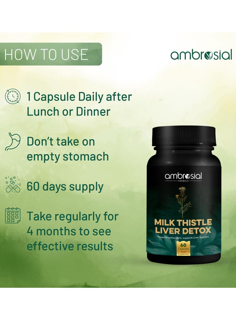 ambrosial - Milk Thistle Liver Detox 60 Capsules Food Supplement - Image 1