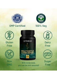 ambrosial Milk Thistle Liver Detox 60 Capsules Food Supplement  - Image 5