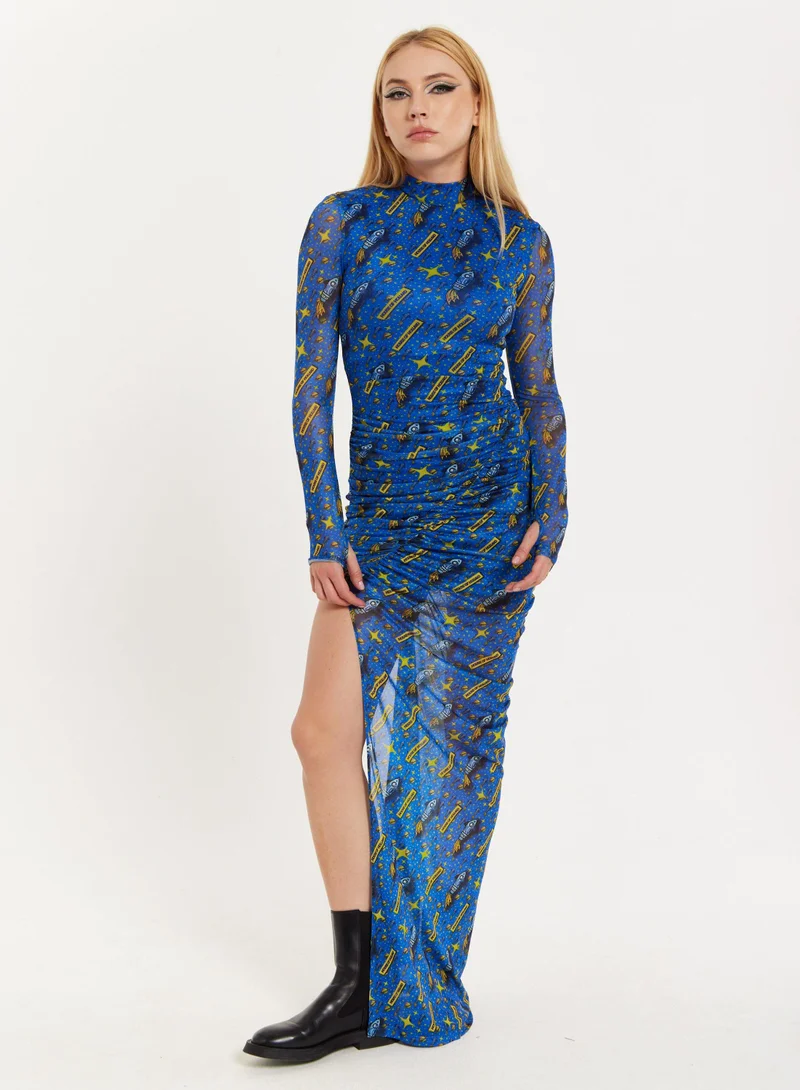 Rocket Print Mesh Dress