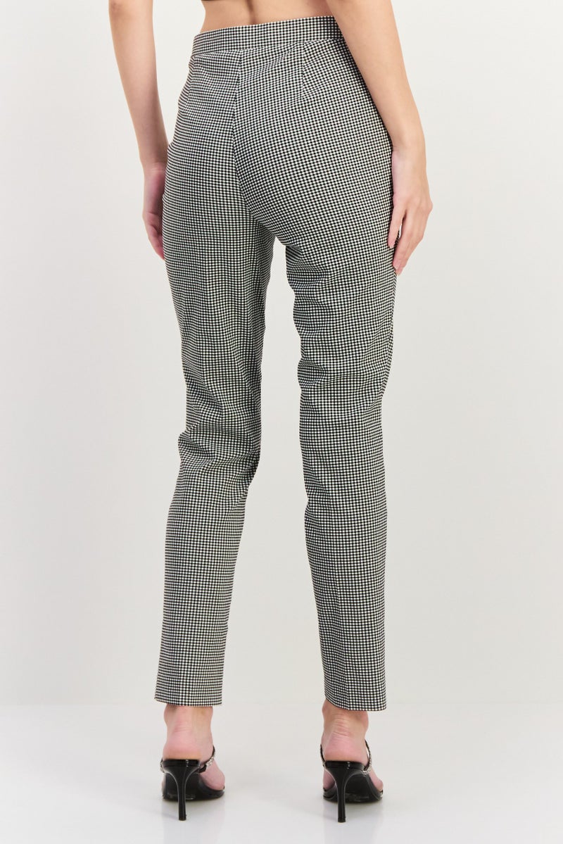 Jones New York Women Regular Fit Checkered Chino Pants, Black/White - Image 4