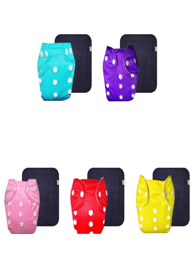 Dumbledo Lite Cloth Diaper with Gray Insert (Pack of 5) | Snug Fit | Reusable & Washable | Adjustable Snaps | Designed by Moms | 3 Months - 2 Years | Unisex Baby - Image 1