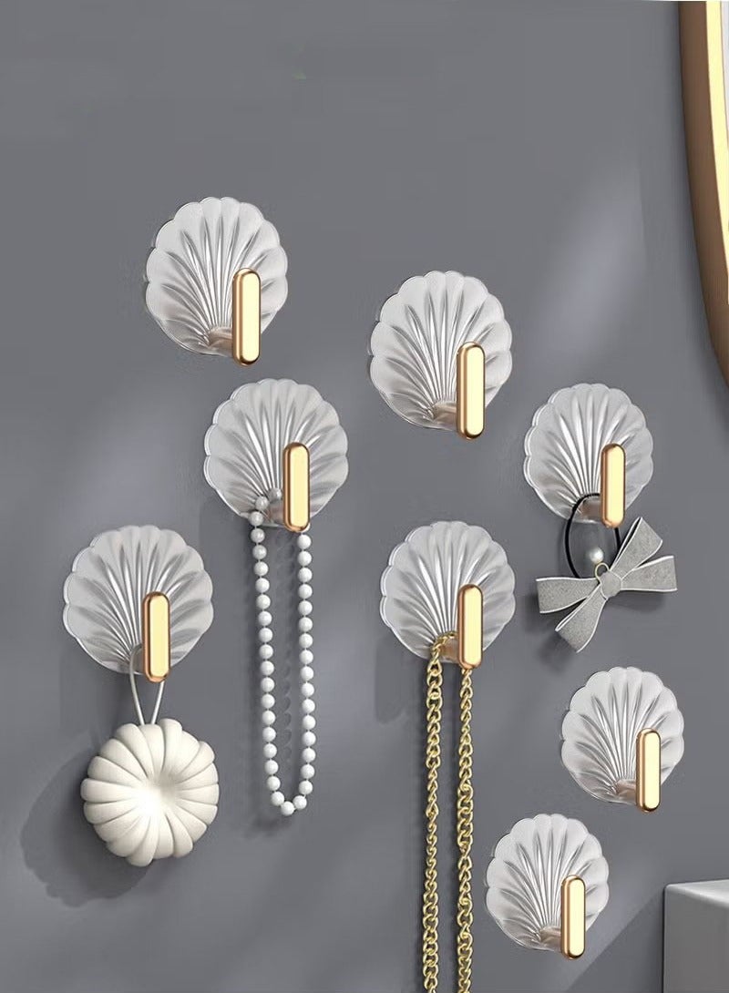 8 Pcs Multipurpose Acrylic Wall Storage Hook Decorative Gold Hook Strong Adhesive Wall Hooks  - Image 1