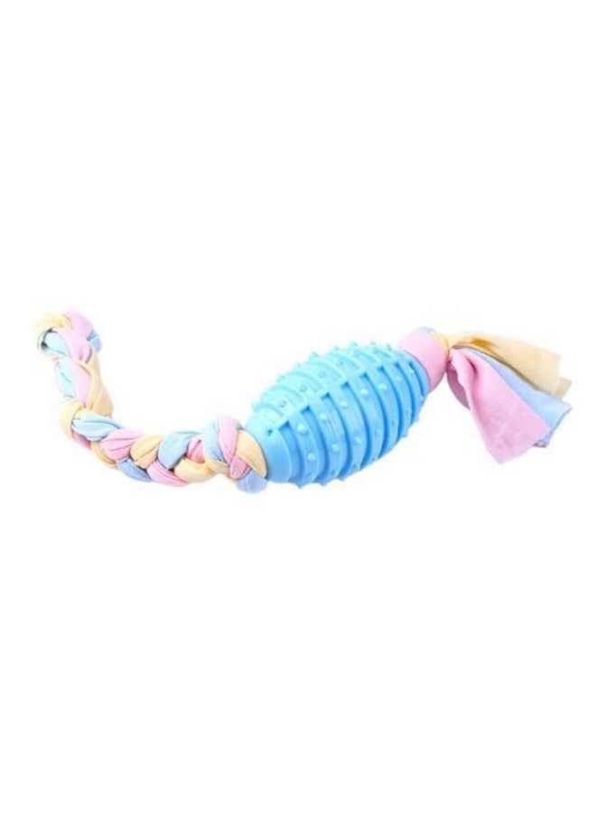 Emily Pets Durable Dog Interactive Toy Safe Bite Resistant With Cloth Strip Small Medium Large Rugby Teething(Sky Blue) - Image 1