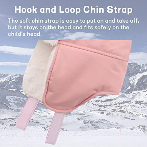 JANGANNSA Waterproof &Windproof Winter Baby Beanie Fleece Lined Kids Trapper Hat Earflap Warm Hat for Boys Girls(Baby Pink, 3-6 Years) - Image 4