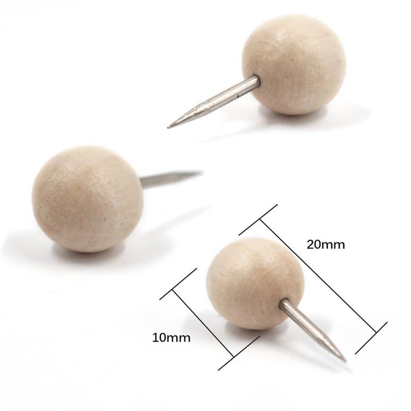 120 Pcs Wooden Pushpins Round Head Thumb Tacks for Cork Board Photo Fixing Map Pins Office School Supplies - Image 3