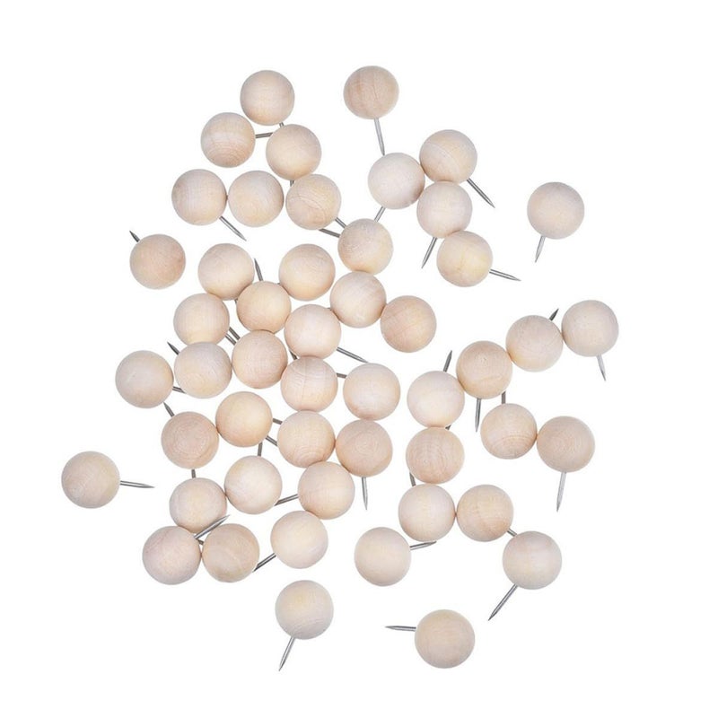 120 Pcs Wooden Pushpins Round Head Thumb Tacks for Cork Board Photo Fixing Map Pins Office School Supplies - Image 2