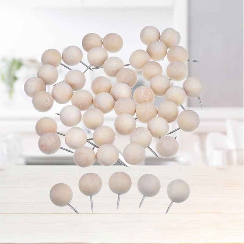 120 Pcs Wooden Pushpins Round Head Thumb Tacks for Cork Board Photo Fixing Map Pins Office School Supplies - Image 4