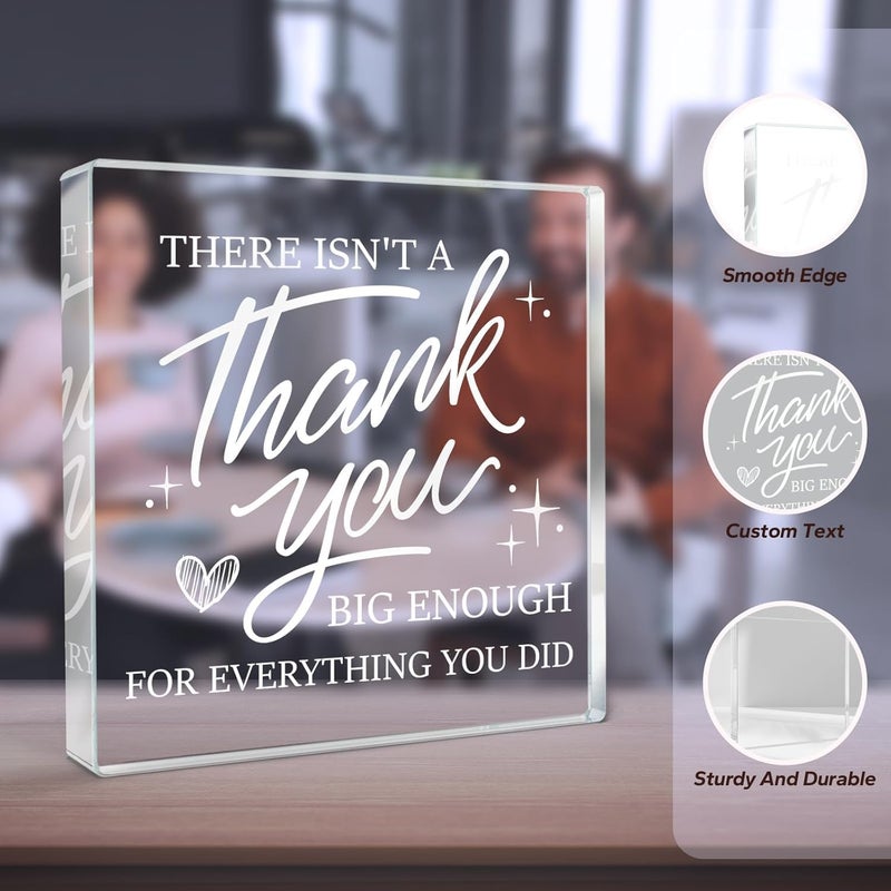 Gifzy Thank You Gifts for Women Men, Teacher Appreciation Gift, Mothers Day Gifts, Thanksgiving Day gift, Leaving present, Thank You present for Leader Colleague Principal Coworker Daycare Nurse Boss, Square Acrylic Desk Decor Plaque - Image 4