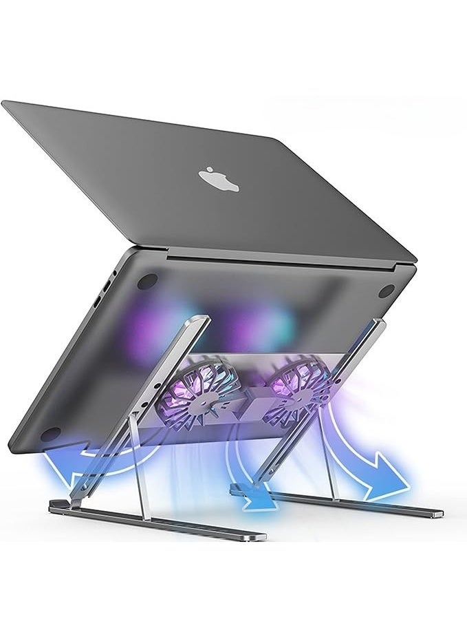 Adjustable Laptop Stand with Cooling Fan – 8-Level Foldable PC & Tablet Holder – Ergonomic Design for Better Posture - Image 4