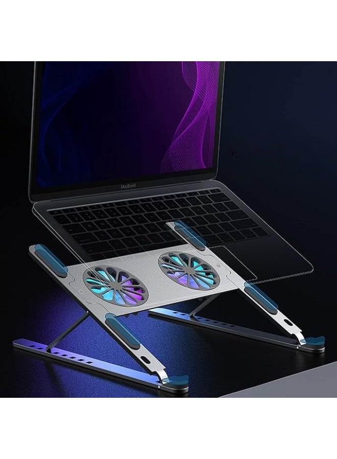 Adjustable Laptop Stand with Cooling Fan – 8-Level Foldable PC & Tablet Holder – Ergonomic Design for Better Posture - Image 2