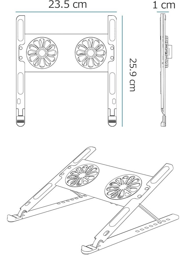 Adjustable Laptop Stand with Cooling Fan – 8-Level Foldable PC & Tablet Holder – Ergonomic Design for Better Posture - Image 5