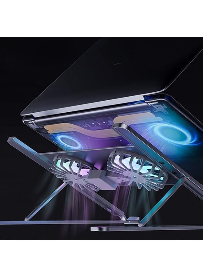 Adjustable Laptop Stand with Cooling Fan – 8-Level Foldable PC & Tablet Holder – Ergonomic Design for Better Posture - Image 3