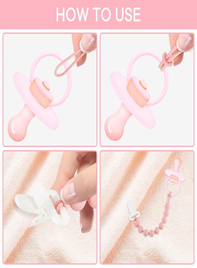 MINMUNJIU Pacifier Clips Baby Girl, 4 Pack One Piece Flexible Soft Binky Clips Silicone Pacifier Holder Clip for Girls, Baby Girl Newborn Essentials - Image 2