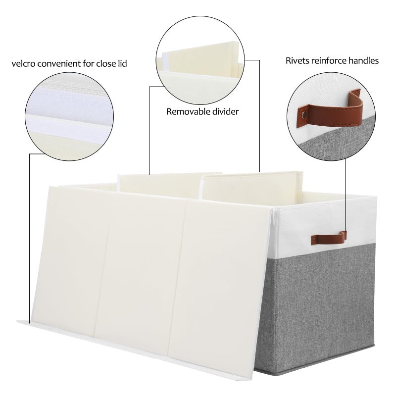 Gowee Extra Large Toy Storage Box with Lid, Sturdy Toys Storage Chest Bin Organizer Basket with Dividers for Kids, Boys, Girls, Nursery, Closet, Bedroom, Playroom 35.5"x17" x17"(Grey and White) - Image 5