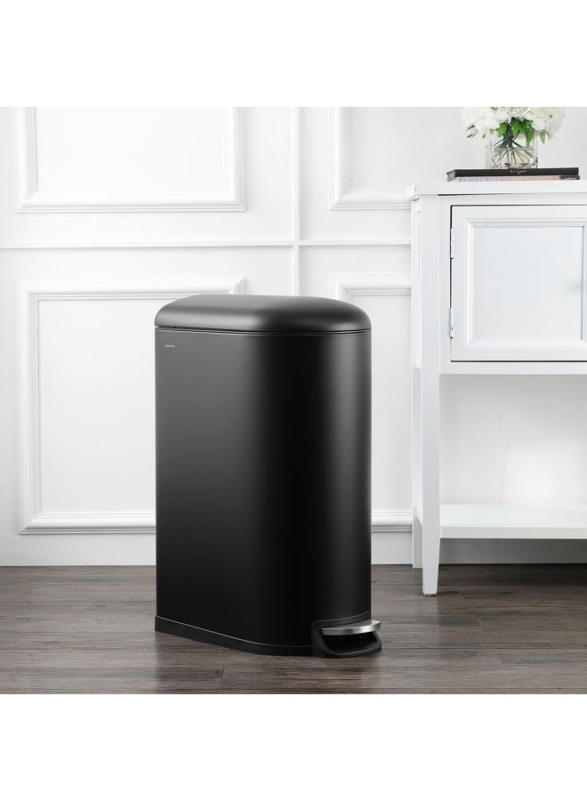 happimess HPM1009B Roland Mini 2.6-Gallon Step-Open Trash Can with Soft-Close Lid, Modern, Minimalistic, Fingerprint Proof for Home, Kitchen, Laundry Room, Office, Bedroom, Bathroom, Black - Image 2