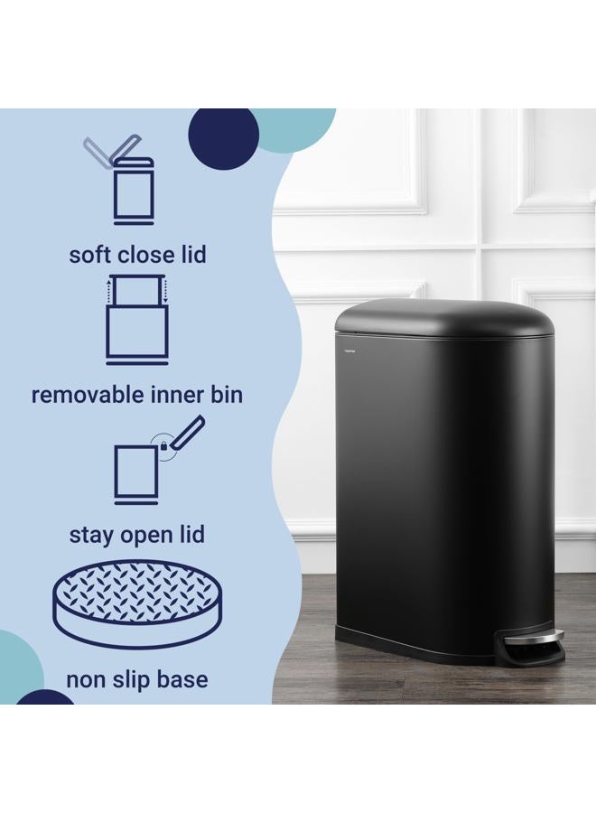 happimess HPM1009B Roland Mini 2.6-Gallon Step-Open Trash Can with Soft-Close Lid, Modern, Minimalistic, Fingerprint Proof for Home, Kitchen, Laundry Room, Office, Bedroom, Bathroom, Black - Image 4