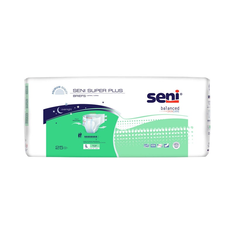 Seni Super Plus Unisex Adult Incontinence Briefs with tabs Size L 4559 25 Count 1 Pack of 25 Heavy to Severe Absorbency Disposable Overnight Brief for Men Women - Image 3
